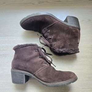 Sporto‎ 10 Emily Brown Insulated Chunky Heel Booties Faux Fur Lined Waterproof